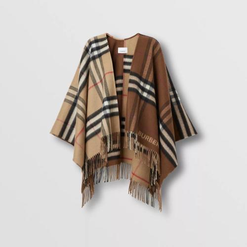  BURBERRY 22年秋冬 女士 對比感格紋羊毛混搭披肩 80594061
