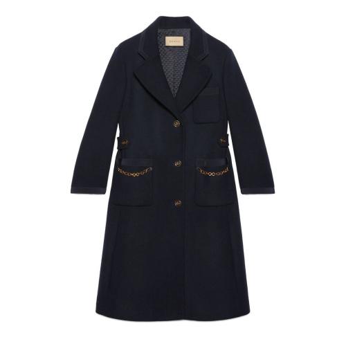  GUCCI古馳 22年秋冬 女士 GG鏈條羊毛大衣 669525 Z8ARD 4433 預定商品2-6周發貨