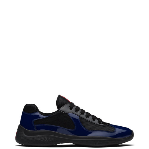 PRADA/普拉達 22年新款 America’s Cup系列 男士墨藍色/黑色皮革和織物材質系帶運動鞋4E3400_3LGP_F0C