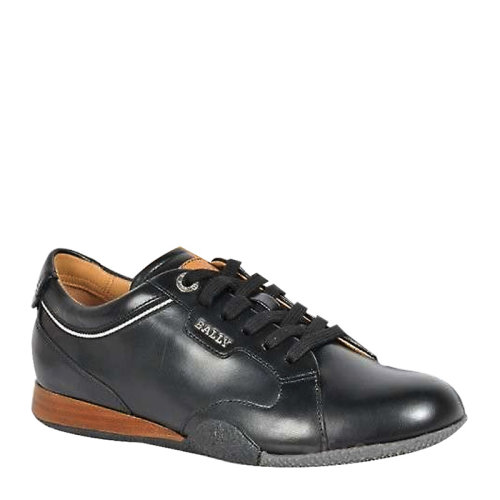 BALLY/巴利 女士黑色牛皮簡約厚底系帶休閑鞋運(yùn)動(dòng)鞋平底鞋單鞋女鞋 6185893