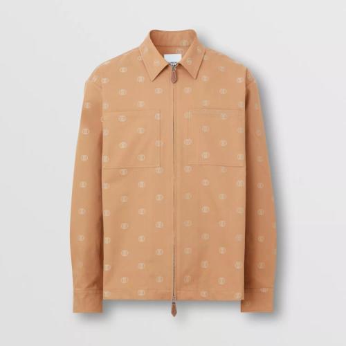  BURBERRY 22年秋冬 男士 專屬標(biāo)識裝飾棉質(zhì)拉鏈前襟襯衫 80557371