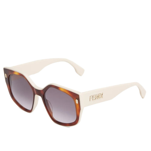 FENDI/芬迪 女士煙灰色鏡片和奶油白色醋酸纖維鏡架太陽鏡FOL010V1PF1FVD