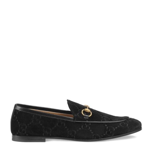 GUCCI/古馳 Jordaan系列男士雙G天鵝絨黑色商務休閑鞋正裝鞋舒適駕車鞋樂福鞋男鞋 430088JT801000