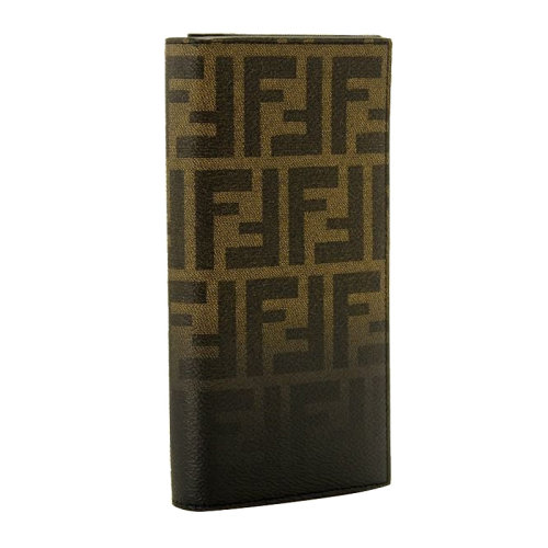 Fendi 芬迪  男士黑藍漸變PVC配皮經典雙F印花長款錢夾錢包