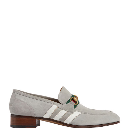 GUCCI/古馳 22年秋冬新款 adidas聯名系列 男士灰色絨面革馬銜扣樂福鞋7022831DPM01470