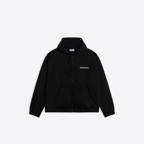  BALENCIAGA巴黎世家 22年春夏 女士 衛衣 Turn Wide Fit Zip-up Hoodie in Black 674728TLVB49 預定商品1-3周發貨