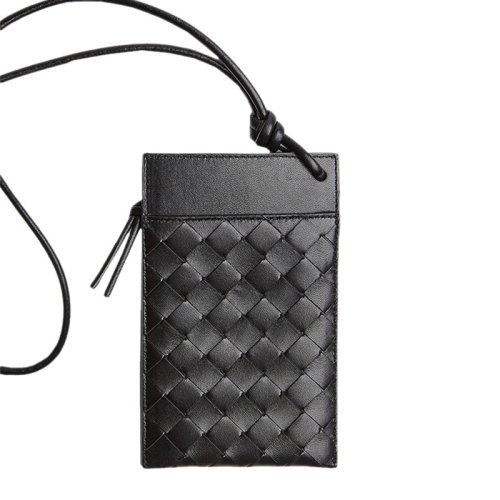 Bottega Veneta/葆蝶家  女士黑色皮革編織錢包手拿包女包629548-VCPP3-8803