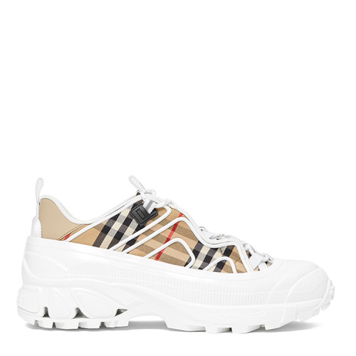 BURBERRY/博柏利 Vintage 格紋棉質拼皮革 Arthur 運動鞋 80394401
