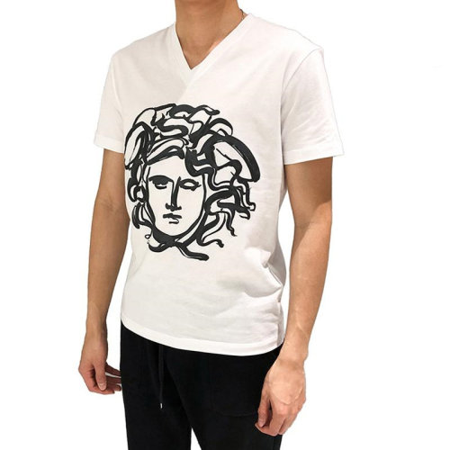 VERSACE/范思哲   男裝 服飾 白色棉圓領美杜莎頭像 男士短袖T恤