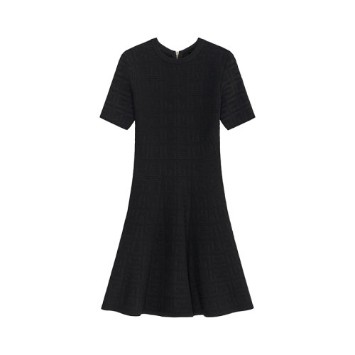 Givenchy/紀梵希 22年秋冬新款 女士黑色粘膠纖維混紡老花提花連衣裙BW21DJ4ZA4-001