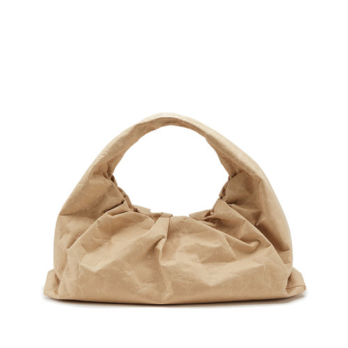 Bottega Veneta/葆蝶家  寶緹嘉女包 THE SHOULDER POUCH 女士卡其色大號(hào)牛皮紙時(shí)尚單肩手提包 607984 VA950 9235