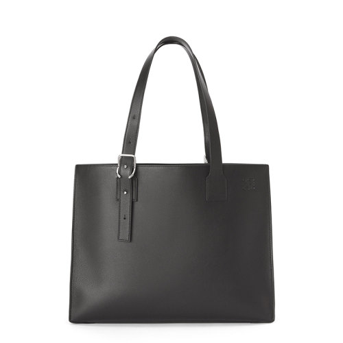 LOEWE/羅意威 22春夏新款Buckle系列 男士黑色經典小牛皮搭扣橫式手提包0010651362