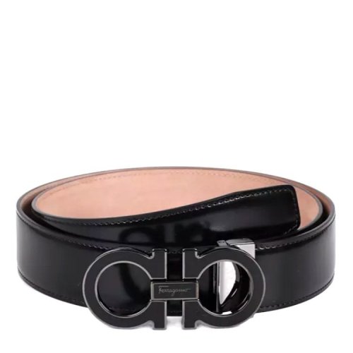 Salvatore Ferragamo/菲拉格慕 男士 黑色皮革時尚皮帶腰帶 679750 671502