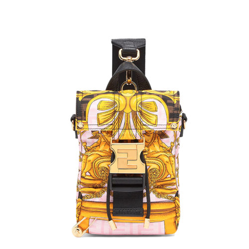 FENDI/芬迪 22新款FENDINESS系列 男士Fendace聯名款迷你拼色FF印花尼龍搭扣開合單肩斜挎包7VZ068AIT1F1HEZ