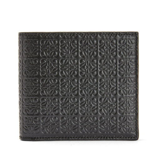 LOEWE/羅意威 Repeat系列 黑色壓花真絲小牛皮雙折錢包0010643070