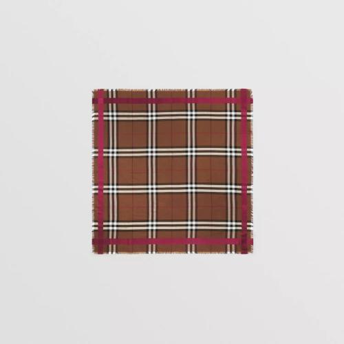  BURBERRY 22年秋冬 女士 格紋絲毛混紡大號方巾 80532901