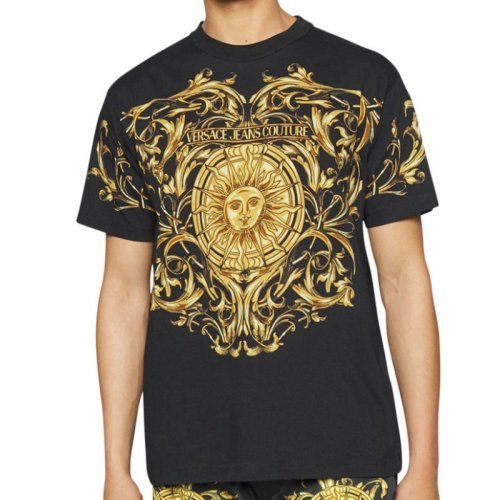 VERSACE JEANS COUTURE 男士拼色棉質短袖T恤 72GAH6RB JS061 G89 PLFSX