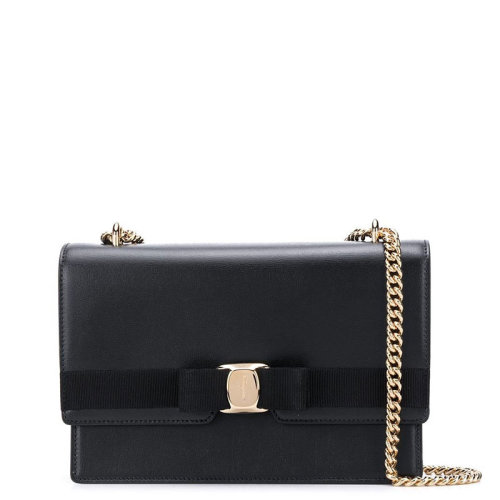 Salvatore Ferragamo/菲拉格慕 女士 女包 黑色皮革時尚斜挎包單肩包 21I284 733460