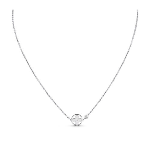 Louis Vuitton/路易威登 BLOSSOM系列 經典款18k金白金鉆石花朵形狀吊墜項鏈Q93279