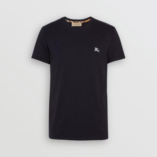 BURBERRY/博柏利 男士海軍藍圓領短袖T恤 白色戰馬刺繡標 80038291【奧萊】
