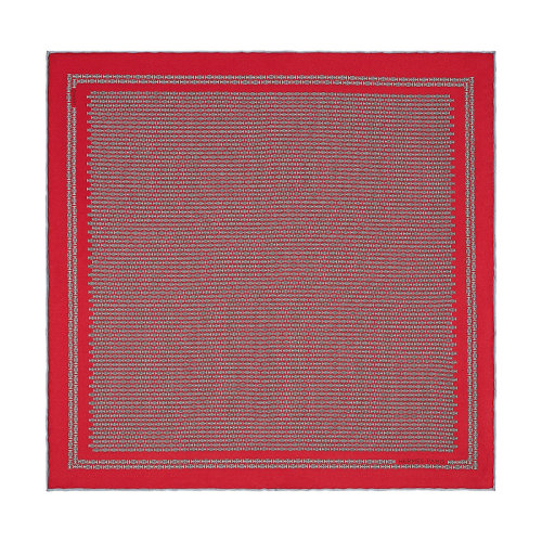 HERMES/愛馬仕 22年早春新款 45 H au Maillon系列 男士紅/灰/白色真絲方巾口袋巾H806245T10