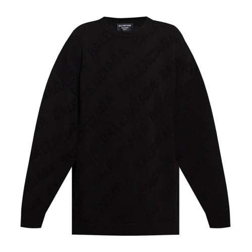 Balenciaga/巴黎世家 男士黑色棉質長袖上衣毛衣圓領衫針織衫套頭衫 662728-T3166-1000