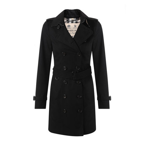 BURBERRY/博柏利   巴寶莉女裝 經典黑色 紐扣口袋 女士風衣 39004531