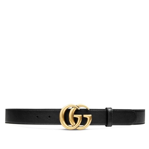 GUCCI/古馳 經典款3CM 男女同款黑色皮革金色雙G扣腰帶  ?414516 AP00T 1000