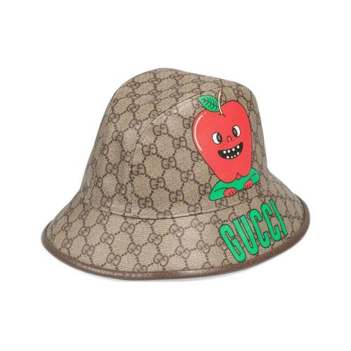  GUCCI古馳 22年秋冬 女士 Gucci蘋果印花Supreme軟呢帽 700667 4HANT 8964
