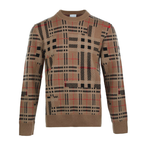 BURBERRY/博柏利21新品對比感格紋羊絨提花男士針織衫/毛衣8045523