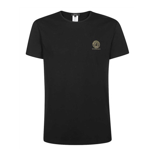 VERSACE/范思哲 男士黑色棉質經(jīng)典字母徽標美杜莎頭像印花裝飾圓領短袖上衣T恤 AU10193-A232741-A1008