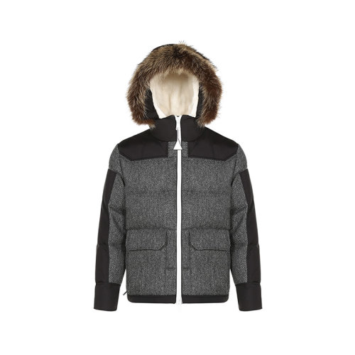 Moncler/蒙克萊 男士羊毛/聚酰胺纖維Robert派克大衣鵝絨連帽羽絨服外套 1A00129 595EL