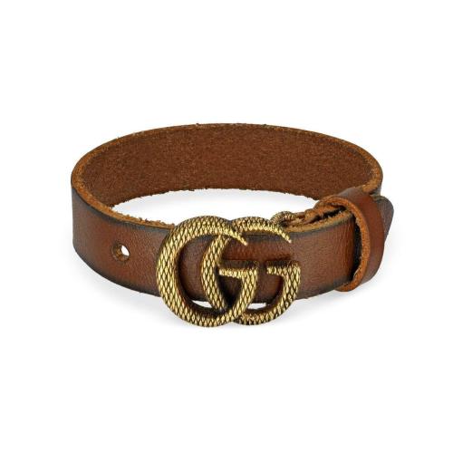  GUCCI古馳 22年秋冬 女士 刻花雙G皮革手鐲 648702 J7543 8063