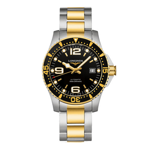 預定款1個月LONGINES/浪琴 康卡斯?jié)撍盗?自動機械黑盤鋼和黃色PVD間金男表41毫米L3.742.3.56.7