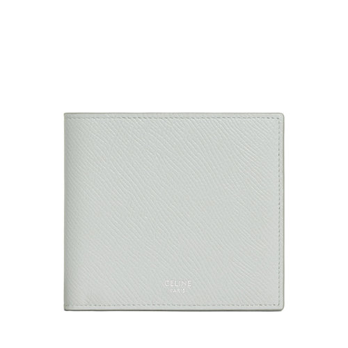 CELINE/賽琳  男士淺灰色粒面小牛皮按扣零錢隔層短款雙折錢包10C873BEN.10PG
