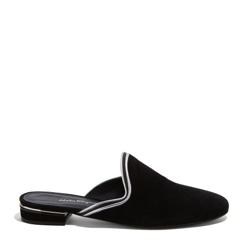 Salvatore Ferragamo/菲拉格慕 黑色 女士銀色皮革邊鑲嵌飾平底涼拖 724992-01Q604-ALHAM 20