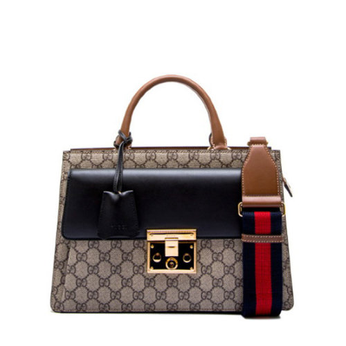 GUCCI/古馳 女包 Padlock系列 經典雙G印花 女士棕色鎖扣手提單肩包 4954539F2RG9764