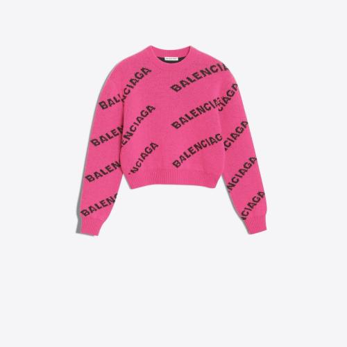 BALENCIAGA巴黎世家 22年春夏 女士 針織衫 提花品牌標(biāo)識圓領(lǐng)套頭衫 510243T13806003 預(yù)定商品1-3周發(fā)貨