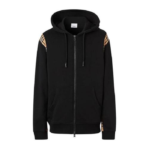  BURBERRY/博柏利 黑色經典格紋拼接連帽夾克 80345101