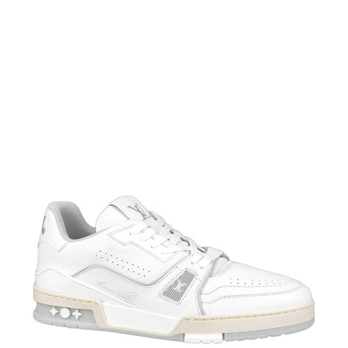 Louis Vuitton/路易威登 22年早春新款 LV TRAINER系列 男士白色粒面小牛皮運動鞋1A9UP1