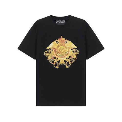  VERSACE JEANS COUTURE 男士黑色棉質短袖T恤 B3GWA750 30454 899 PLFSX