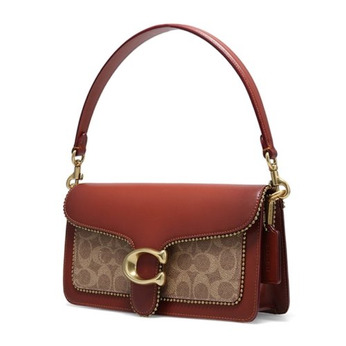 COACH 蔻馳 TABBY系列棕色銹色26號(hào)中號(hào)涂層帆布配皮手提斜挎包 6793 B4NQ4 女款