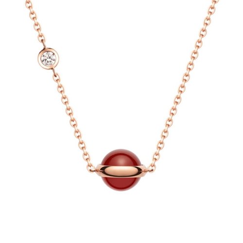 PIAGET/伯爵 經(jīng)典款POSSESSION時來運(yùn)轉(zhuǎn)系列 18K金玫瑰紅玉髓鑲鉆項(xiàng)鏈 G33PB200