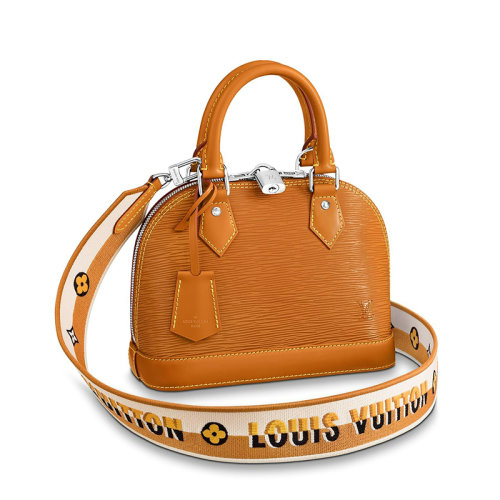 Louis Vuitton/路易威登 22春夏新款ALMA BB系列 女士焦糖棕粒面牛皮革銀鎖銀扣單肩斜跨手提包M57540