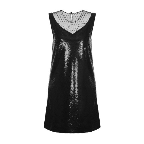 Emporio Armani/安普里奧阿瑪尼 黑色 女士全亮片V領無袖連衣裙 1NA49R-19902-999（9.7陸續發貨）