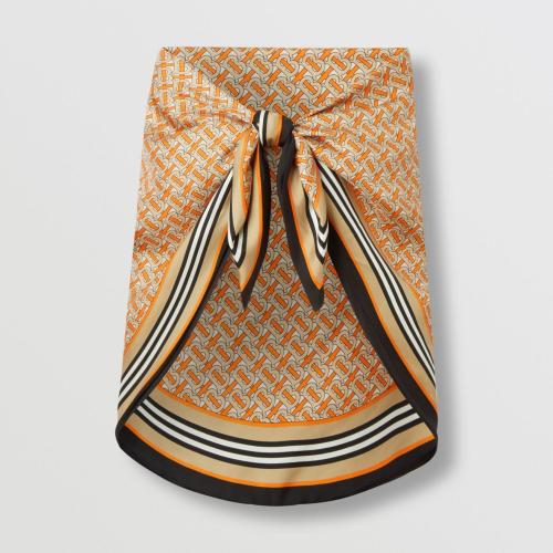  BURBERRY 22年秋冬 女士 雙面兩用格紋拼專屬標(biāo)識印花絲巾 80532771