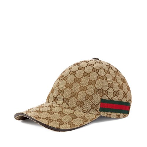 GUCCI/古馳 經典款 男士棕色條紋織帶雙G棒球帽200035KQWBG9791