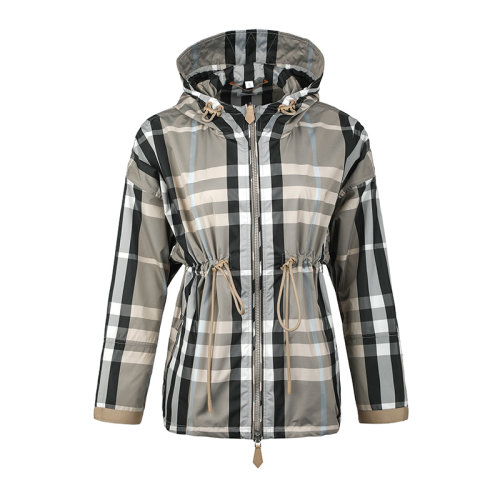 BURBERRY/博柏利時尚格紋連帽女士夾克外套8039233