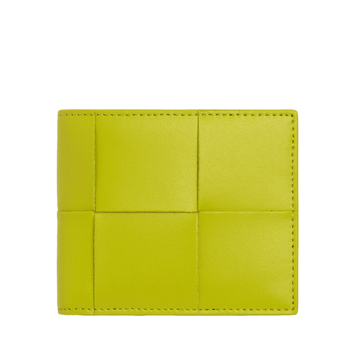 Bottega Veneta/葆蝶家 22春夏新款 男士獼猴桃色Intreccio編織牛皮革雙折錢包649603VBWD23560