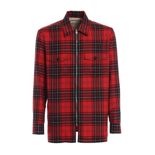 GUCCI/古馳  古琦男裝 男士紅色棉質格紋英倫長袖襯衫 538800 ZAAUO 6047